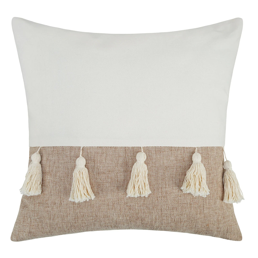 BohoBlend | Elegant Beige Cushion with Geometric Design