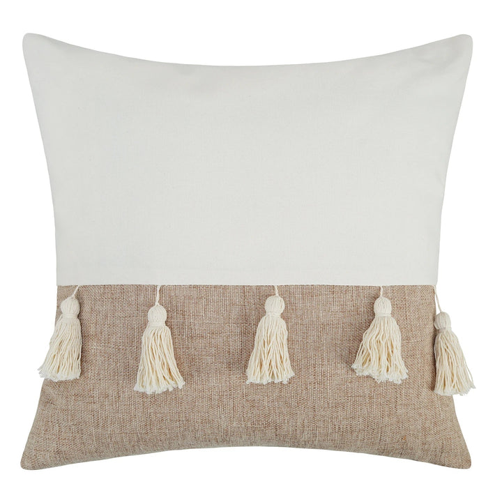 BohoBlend | Elegant Beige Cushion with Geometric Design