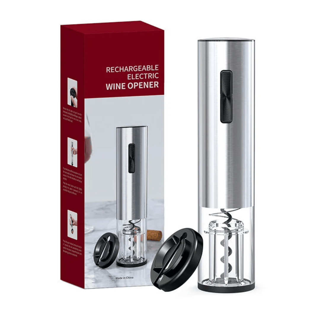 CorkEase Electric Wine Opener Set - Automatic Cork Removal - Includes Foil Cutter and Pour Spout
