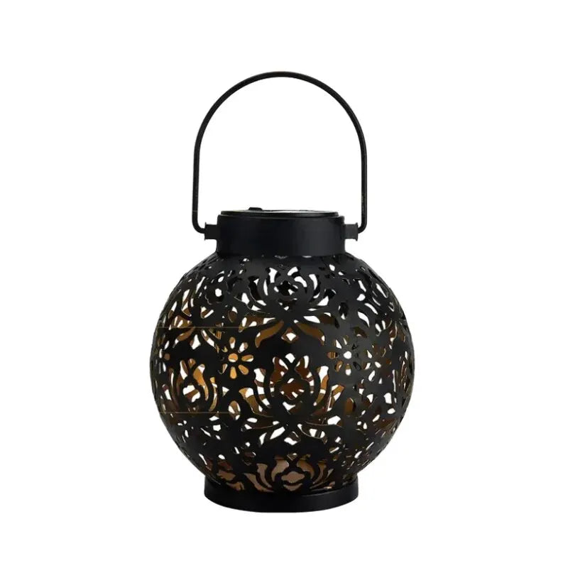 LumenArt | Luxe LED Solar Pendant Light with Wrought Iron Projection for Outdoors