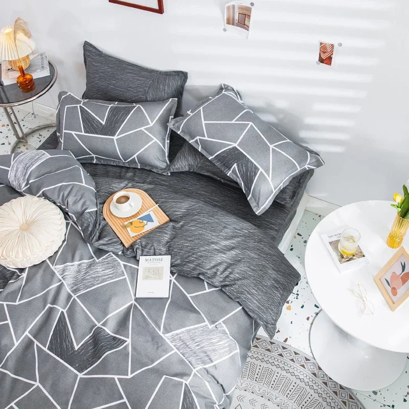 GeoGray | Modern Geometric Duvet Cover