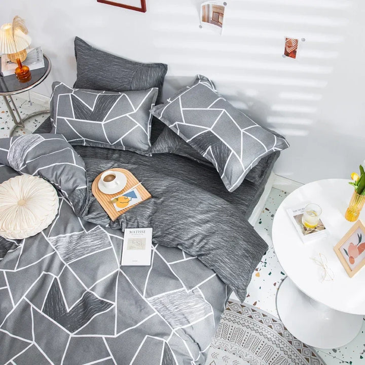 GeoGray | Modern Geometric Duvet Cover