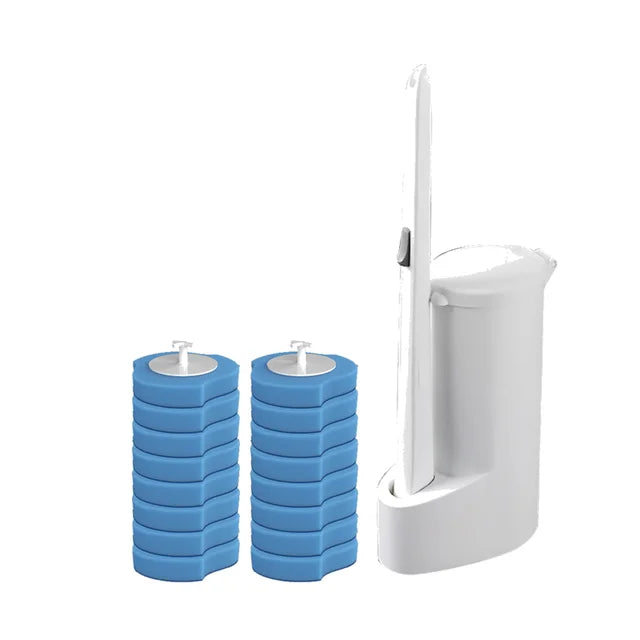 QuickClean | Disposable Toilet Brush with Long Handle and Multiple Brush Heads