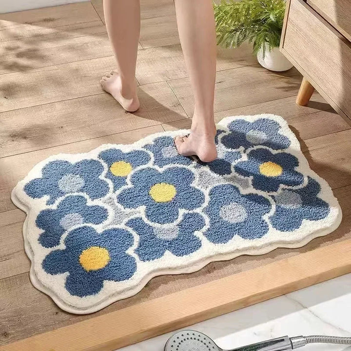 FloralBliss - Soft Floral Floor Mat