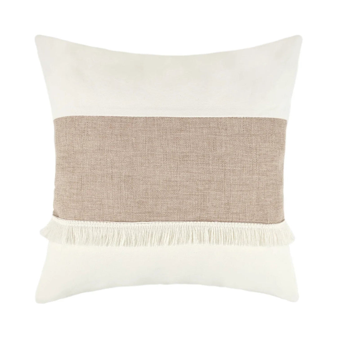 BohoBlend | Elegant Beige Cushion with Geometric Design