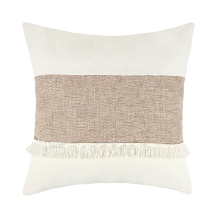 BohoBlend | Elegant Beige Cushion with Geometric Design