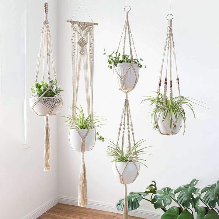 MacraLoom – Set of Handmade Macramé Plant Hangers in Boho Style
