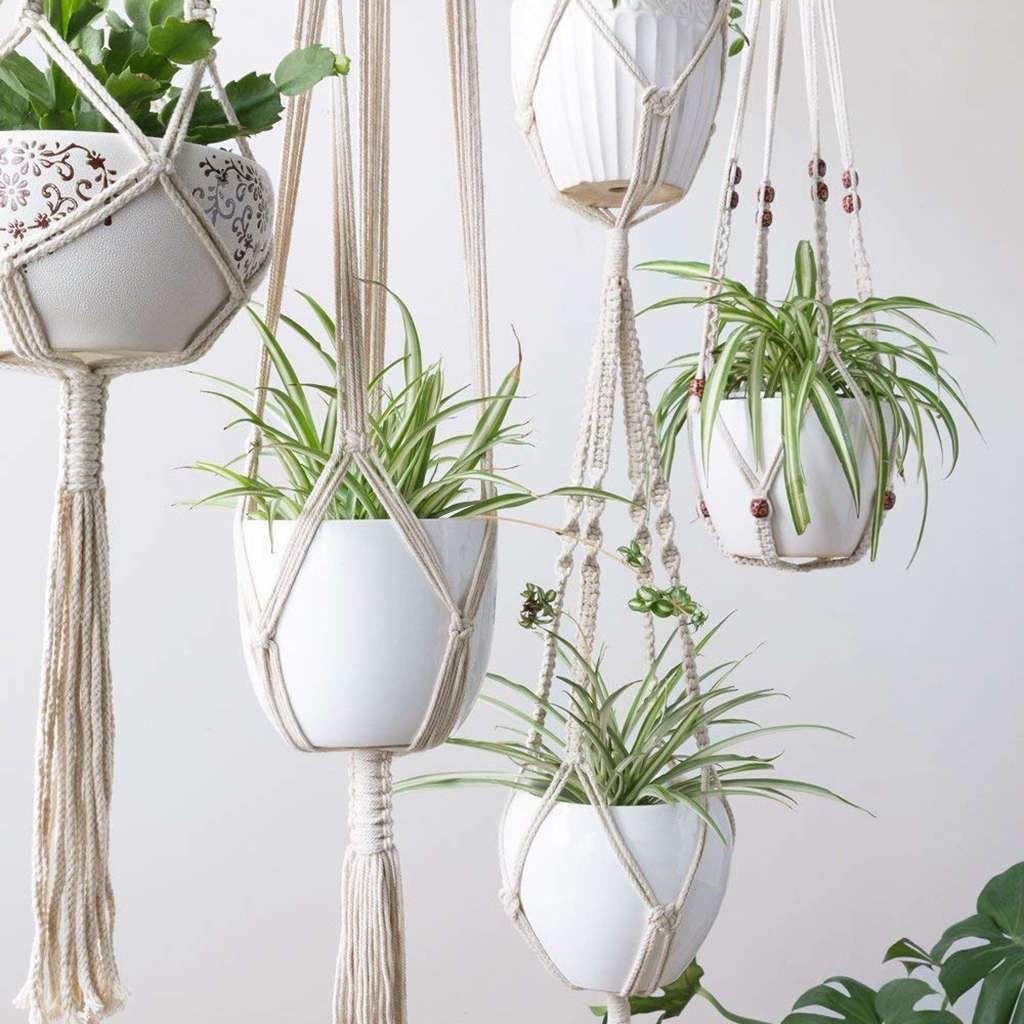 MacraLoom – Set of Handmade Macramé Plant Hangers in Boho Style