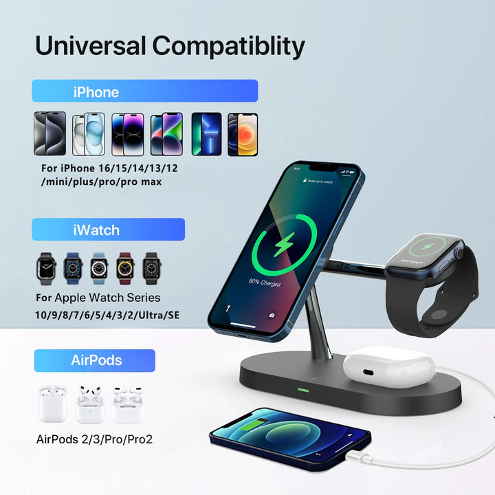 CLEVLO | 3-in-1 Magnetic Wireless Charging Stand