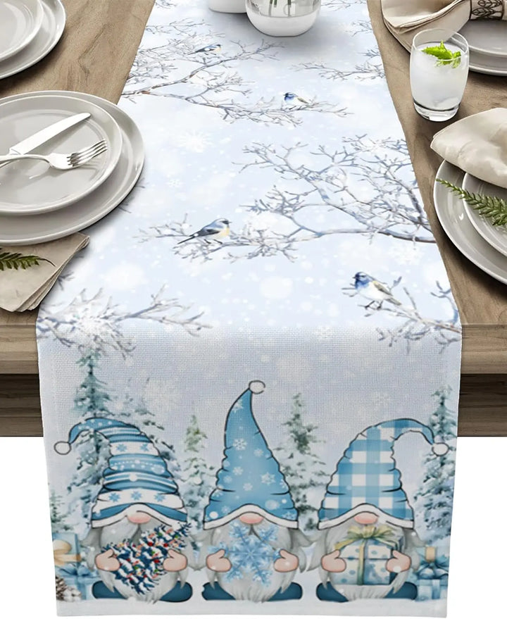 WinterGnome | Luxury Christmas Table Runner with Snowflake Design