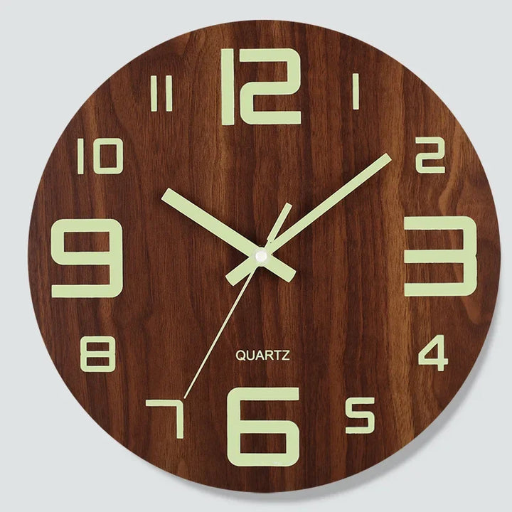 DreamTime | Elegant Wooden Wall Clock with Night Light