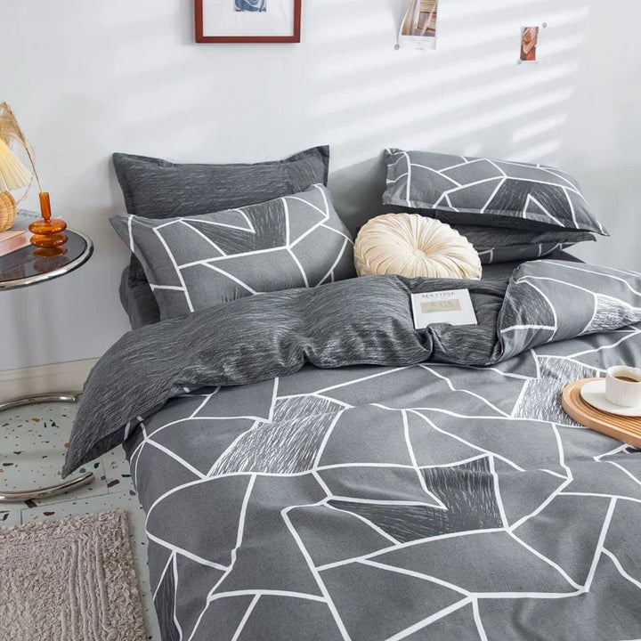 GeoGray | Modern Geometric Duvet Cover