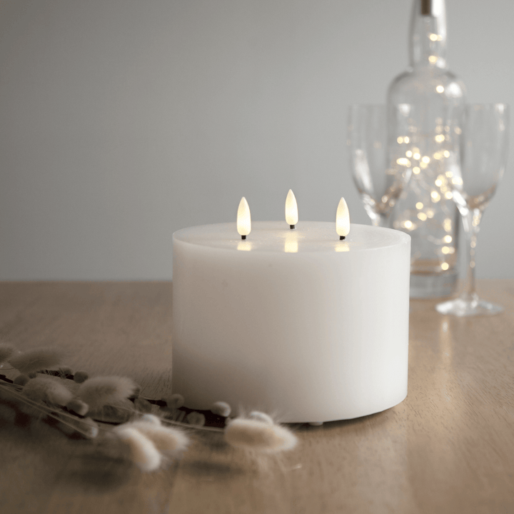 TrioLight – White LED Pillar Candle – Realistic and Long-Lasting