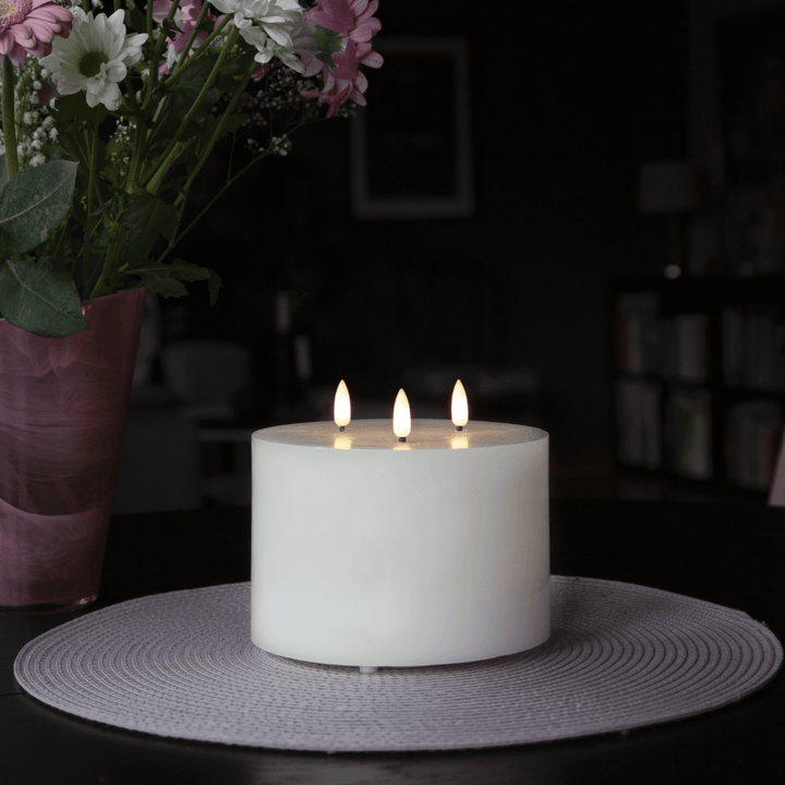 TrioLight – White LED Pillar Candle – Realistic and Long-Lasting