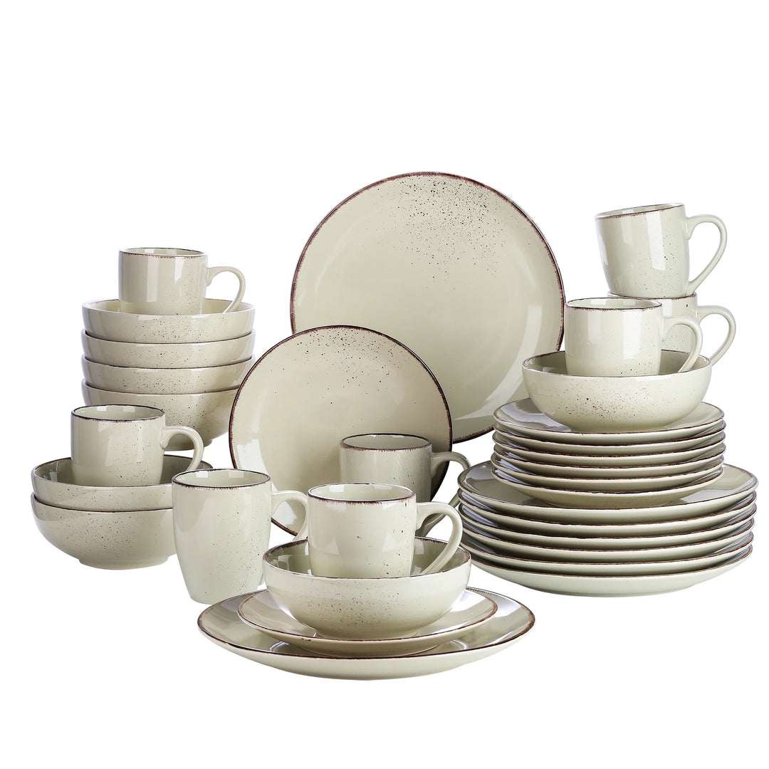 StoneCraft | Beige Ceramic Table Set with Plates and Mugs