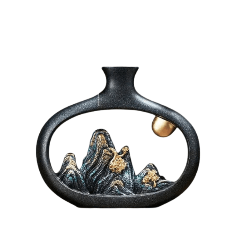 TranquilPeak Artistic Mountain Landscape Vases - Durable Ceramic with Detailed Mountain Design