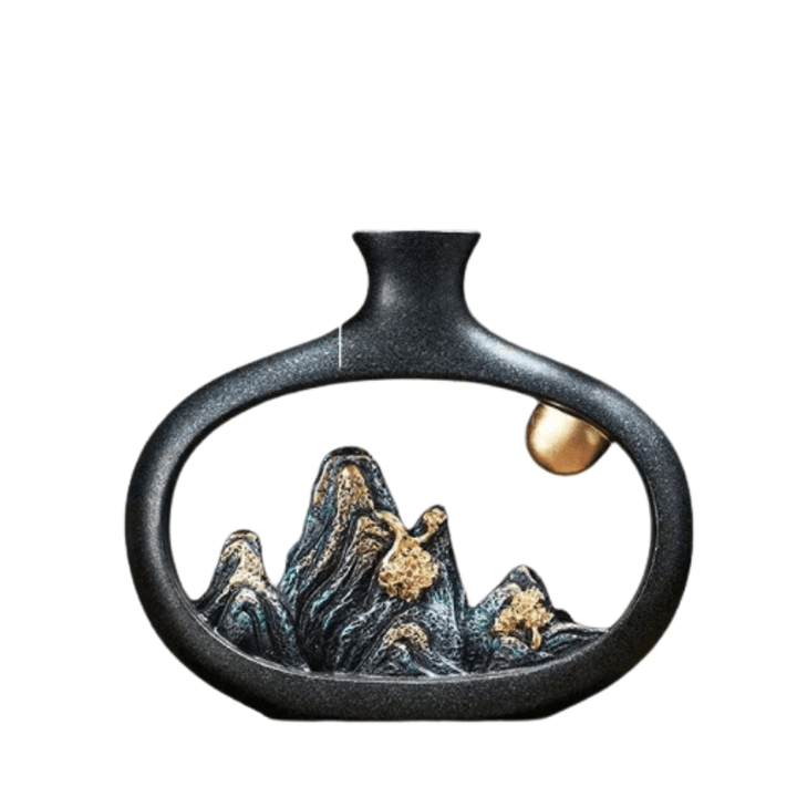 TranquilPeak Artistic Mountain Landscape Vases - Durable Ceramic with Detailed Mountain Design