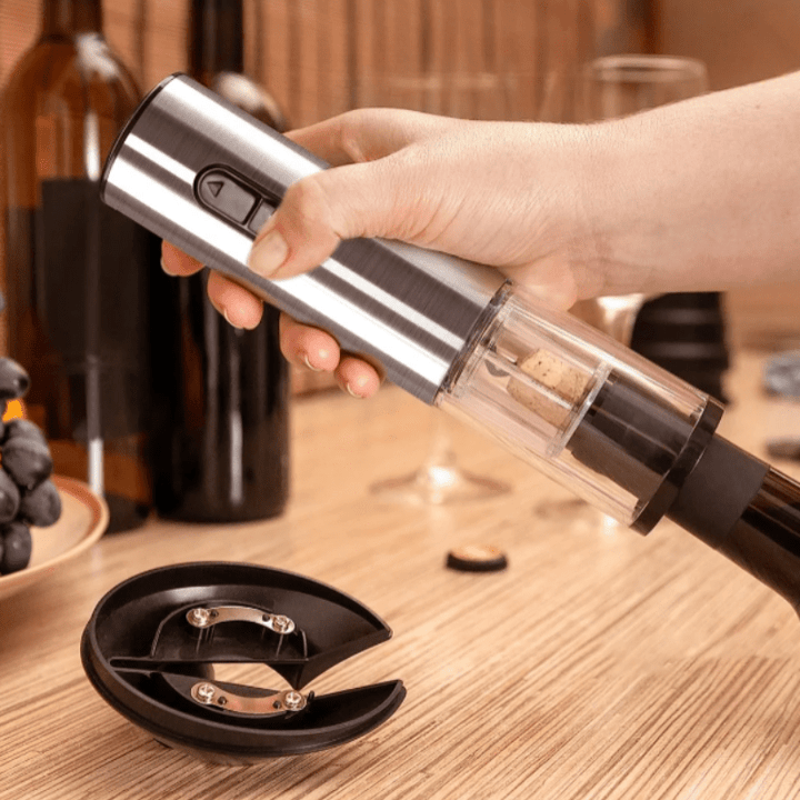 CorkEase Electric Wine Opener Set - Automatic Cork Removal - Includes Foil Cutter and Pour Spout