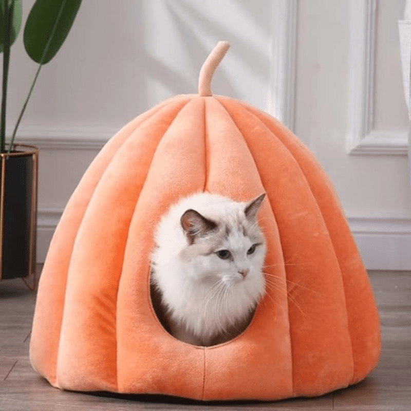 PumpkinPaws | Cozy Closed Cat Bed for Winter