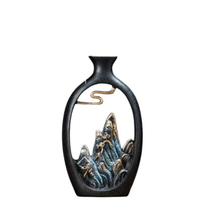 TranquilPeak Artistic Mountain Landscape Vases - Durable Ceramic with Detailed Mountain Design