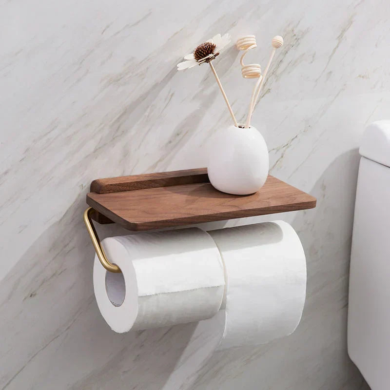 DecoRoll | Stylish Roll Holder with Wooden Shelf