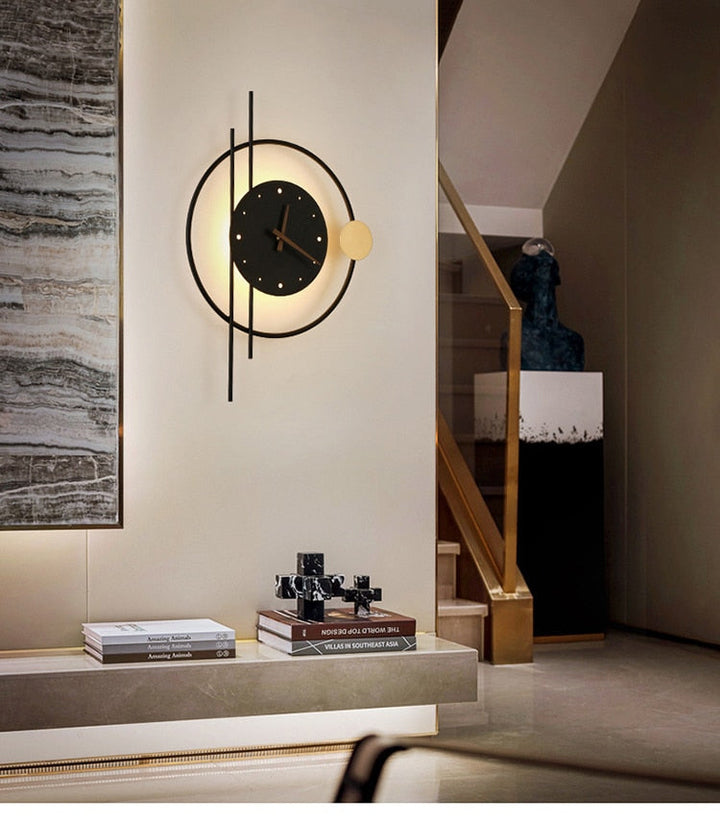 LumiClock Artistic Wall Clock - Functional Elegance with Built-in Lamp - Stylish Wall Clock and Lighting Solution