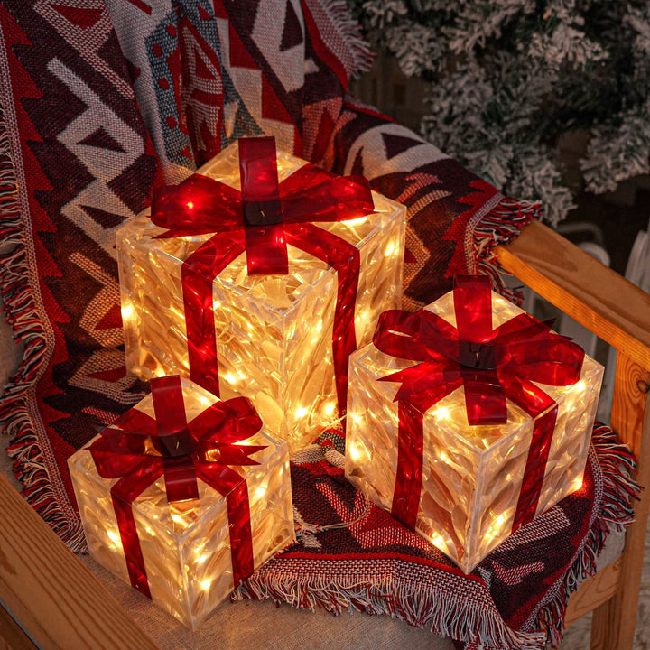 GlowBox – LED Gift Box Set for Christmas Decoration (3 Pieces)