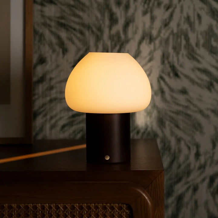 Fynn Dark Brown Wooden Lamp – Rechargeable & Dimmable Light