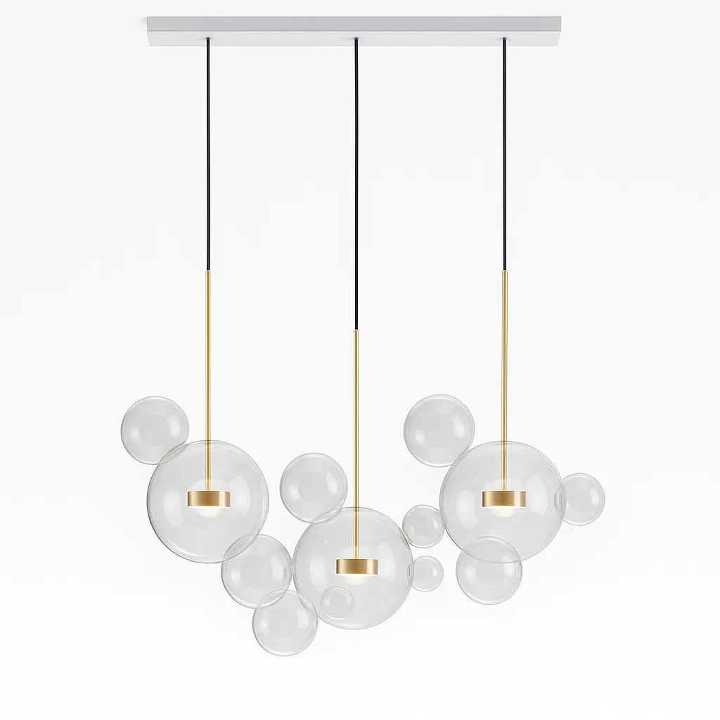 BubbleGlow – Modern Ball Pendant Lamp in Glass and Metal