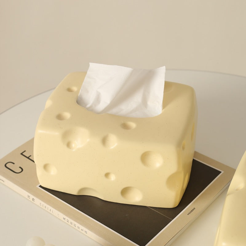 Cheesecube Playful Tissue Box - Fun 3D Cheese Design for a Creative Touch - Bring Humor and Style to Your Space