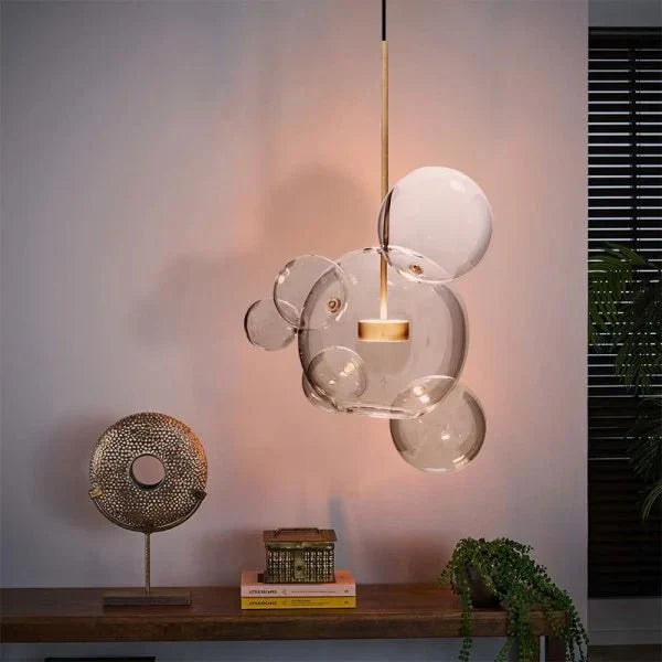 BubbleGlow – Modern Ball Pendant Lamp in Glass and Metal