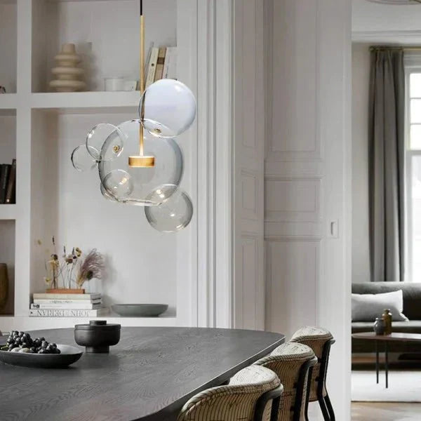 BubbleGlow – Modern Ball Pendant Lamp in Glass and Metal