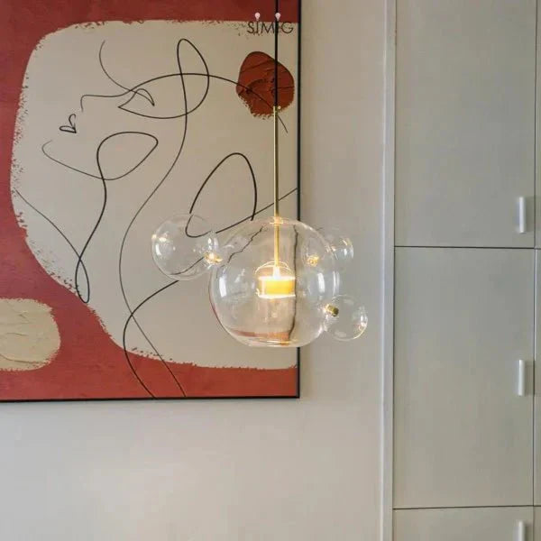 BubbleGlow – Modern Ball Pendant Lamp in Glass and Metal