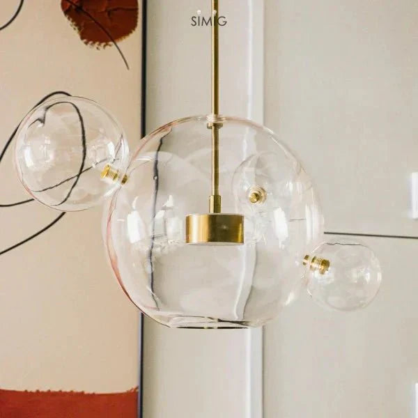 BubbleGlow – Modern Ball Pendant Lamp in Glass and Metal
