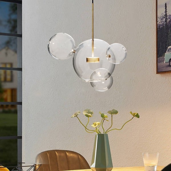 BubbleGlow – Modern Ball Pendant Lamp in Glass and Metal