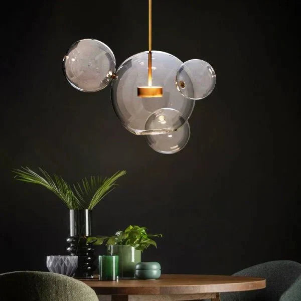 BubbleGlow – Modern Ball Pendant Lamp in Glass and Metal