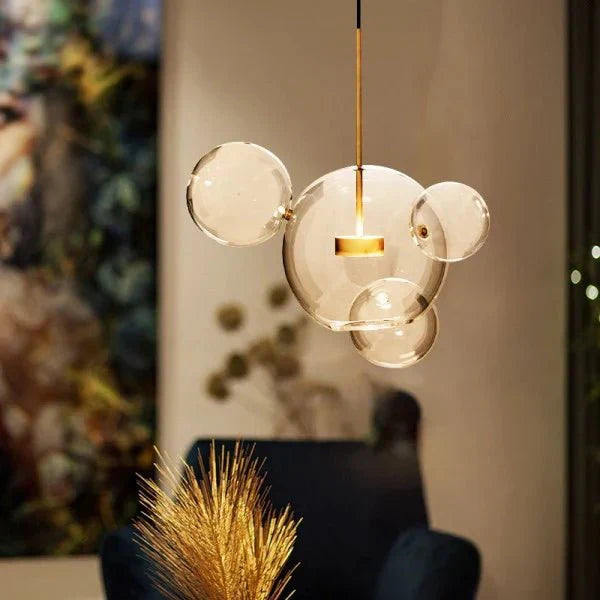 BubbleGlow – Modern Ball Pendant Lamp in Glass and Metal