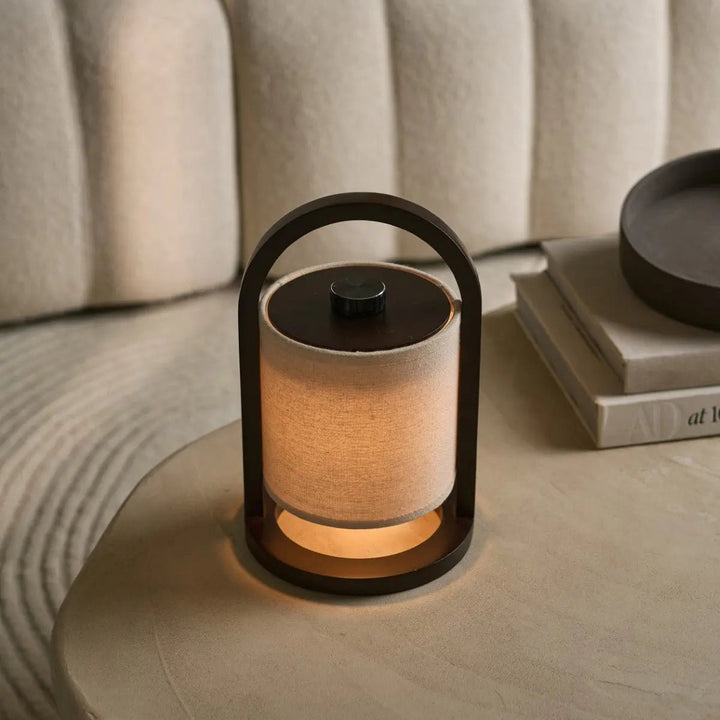 River Dark Brown Wireless Wooden Lamp – 100 Hours Battery & Dimmable