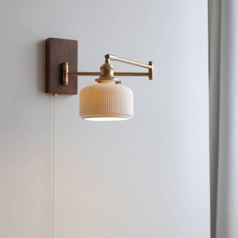 KeramLicht – Ceramic Wall Lamp with Wooden Backplate in Scandinavian Style