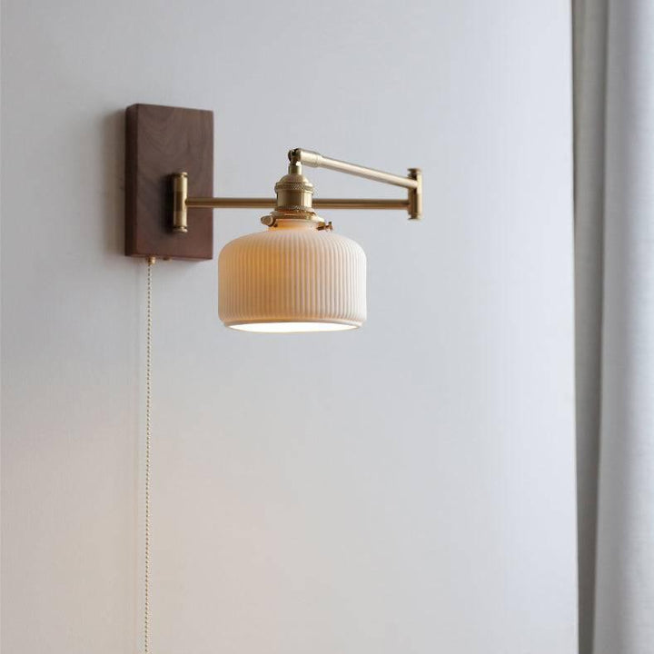 KeramLicht – Ceramic Wall Lamp with Wooden Backplate in Scandinavian Style