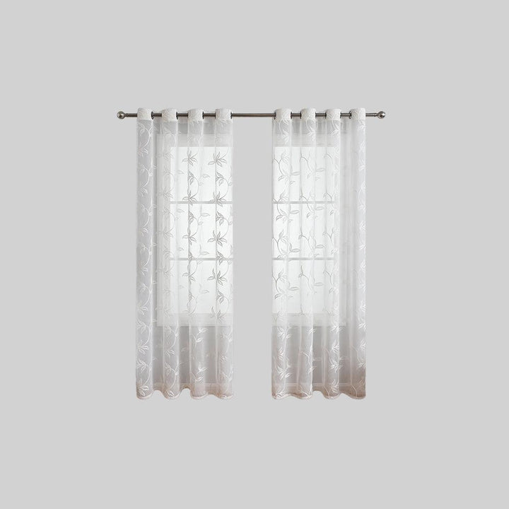 ChicBloom | Polyester Curtain in Gray and White with Floral Pattern