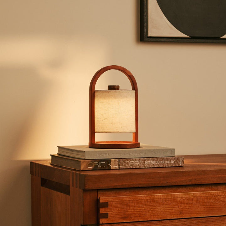River Chestnut Wooden Rechargeable Lamp - Dimmable and Wireless Light