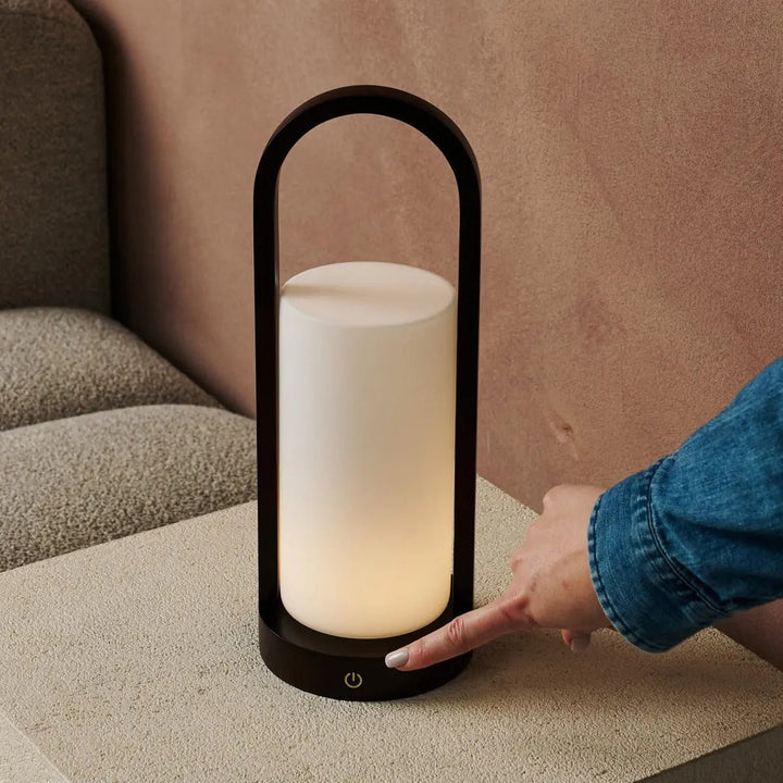 Evie Dark Brown Rechargeable Wooden Table Lamp – Dimmable & Cordless