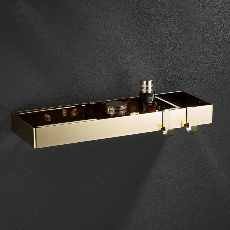 ShowerRack - Elegant Golden Bathroom Shelf with Hooks - Stylish Golden Wall Shelf for Bathrooms