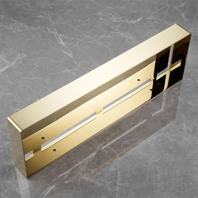 ShowerRack - Elegant Golden Bathroom Shelf with Hooks - Stylish Golden Wall Shelf for Bathrooms