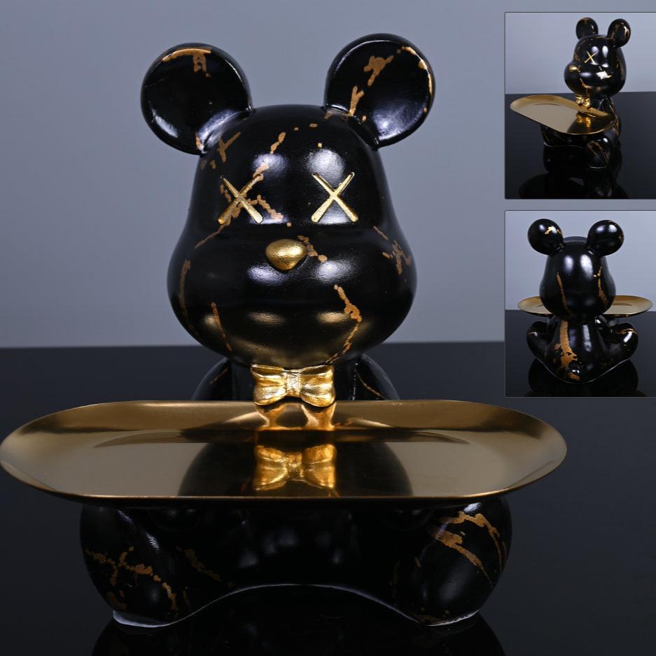 Animal Sculpture | Resin Bear with Tray Decoration