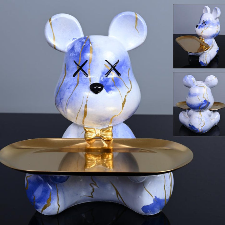 Animal Sculpture | Resin Bear with Tray Decoration
