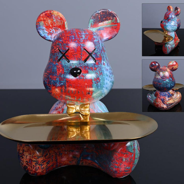 Animal Sculpture | Resin Bear with Tray Decoration
