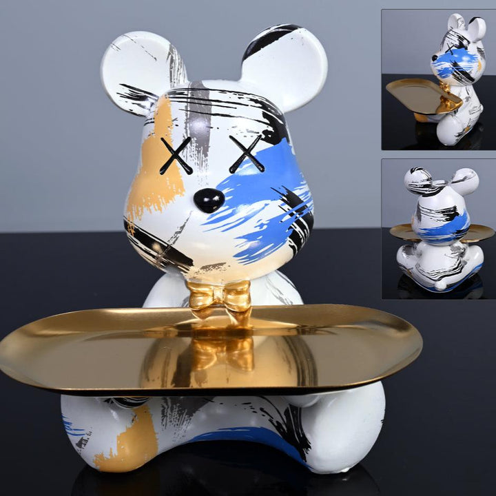 Animal Sculpture | Resin Bear with Tray Decoration