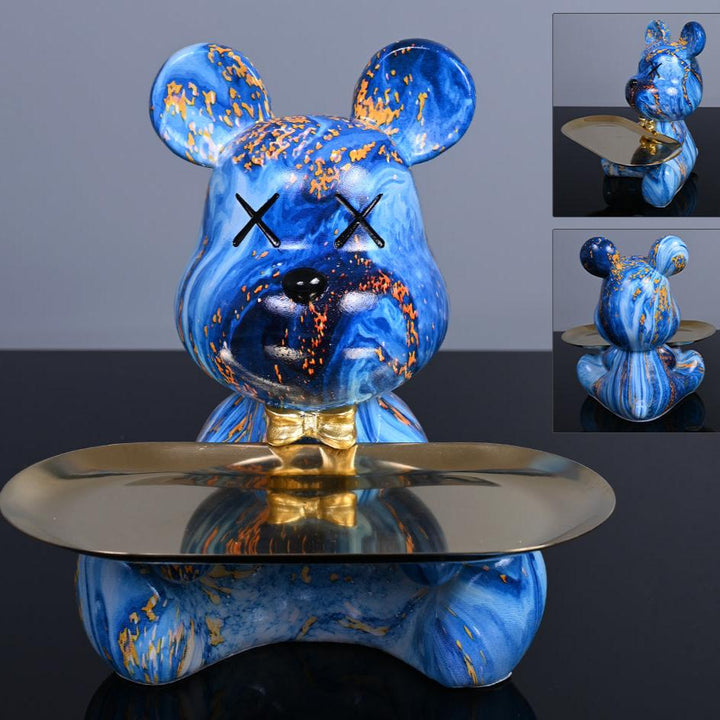 Animal Sculpture | Resin Bear with Tray Decoration